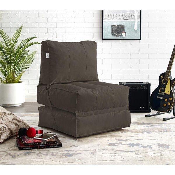 Posh Living Posh Living BB143-28BN-UE Nylon Bean Bag Chair; Foam Sofa; Lounge Convertible Chair; Sleeper Chair; Memory Foam Sofa & Flip Chair; Brown - 55 x 27.5 x 24.4 in. BB143-28BN-UE